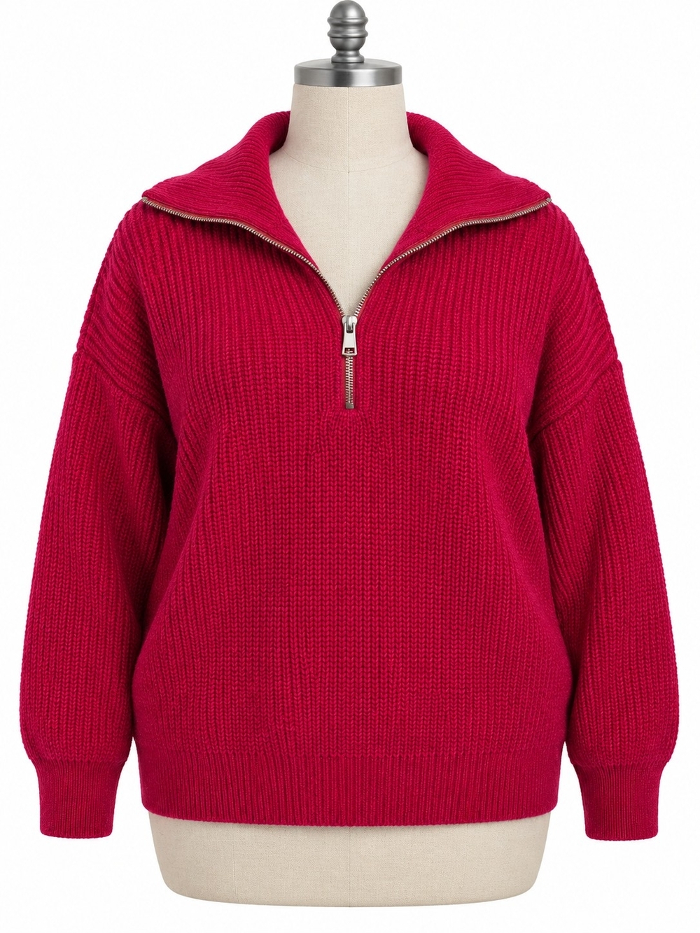 Torrid Red Ribbed Half-Zip Sweater Oversized Size 2 (18/20)